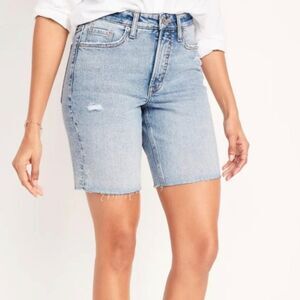 Old Navy High-Waisted O.G. Straight Distressed Cut-Off Jean Shorts Secret Pocket